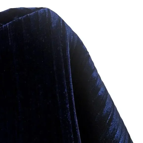 Avon Vintage 90s Navy Blue Ribbed Velvet Dress Witchy Goth Whimsigoth Minimalist - Picture 5 of 7